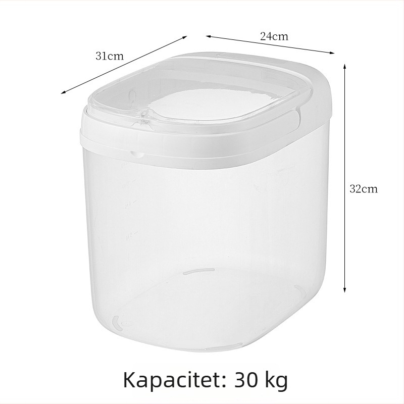 Veliki kapacitet zatvoreni plastični spremnik za žitarice s poklopcem — otporan na prašinu, vlagu i insekte (riža, žitarice, hrana za mačke)