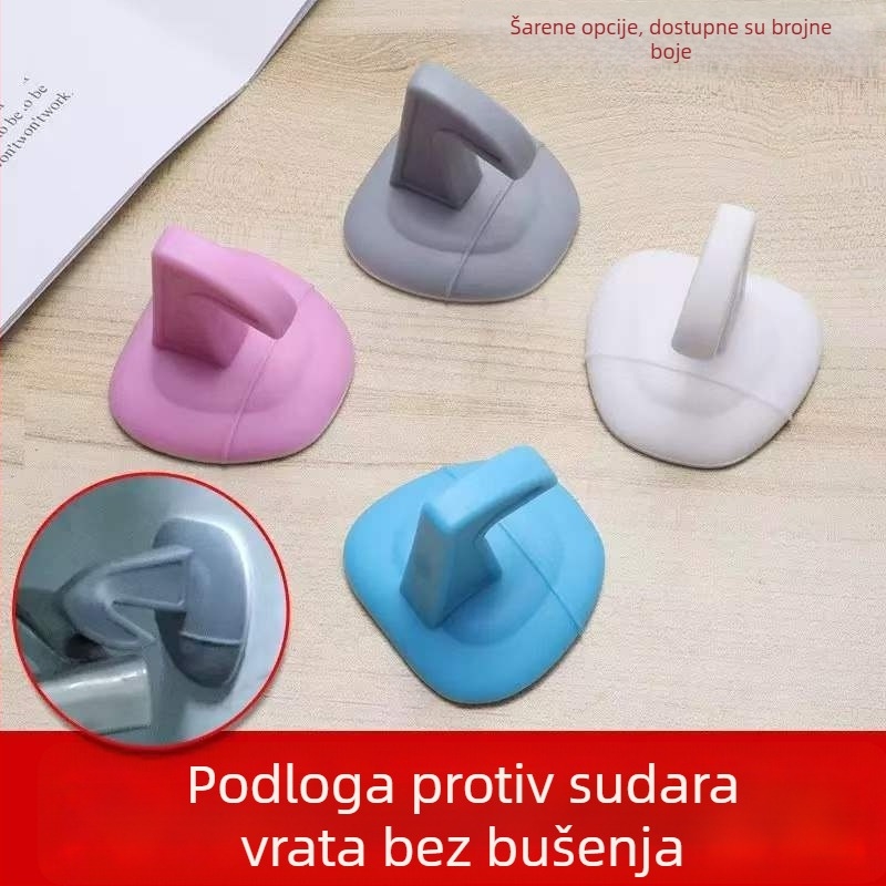 Silikonski zaustavljač vrata bez bušenja, s prianjanjem na zid, amortizer udara i kuka za kvaku