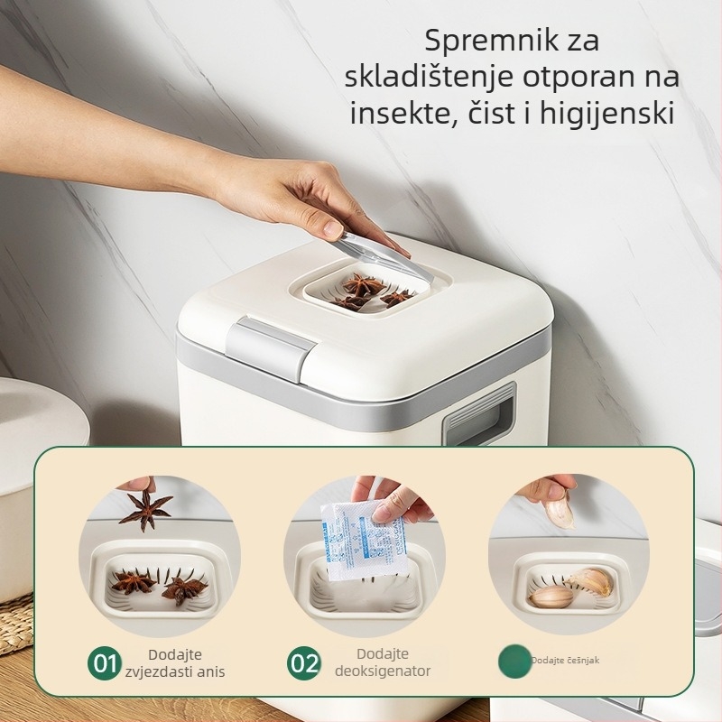 Warm Home Spremnik za rižu 5–6 L, prehrambene kvalitete, hermetički zatvoren, otporan na vlagu i insekte, plastični