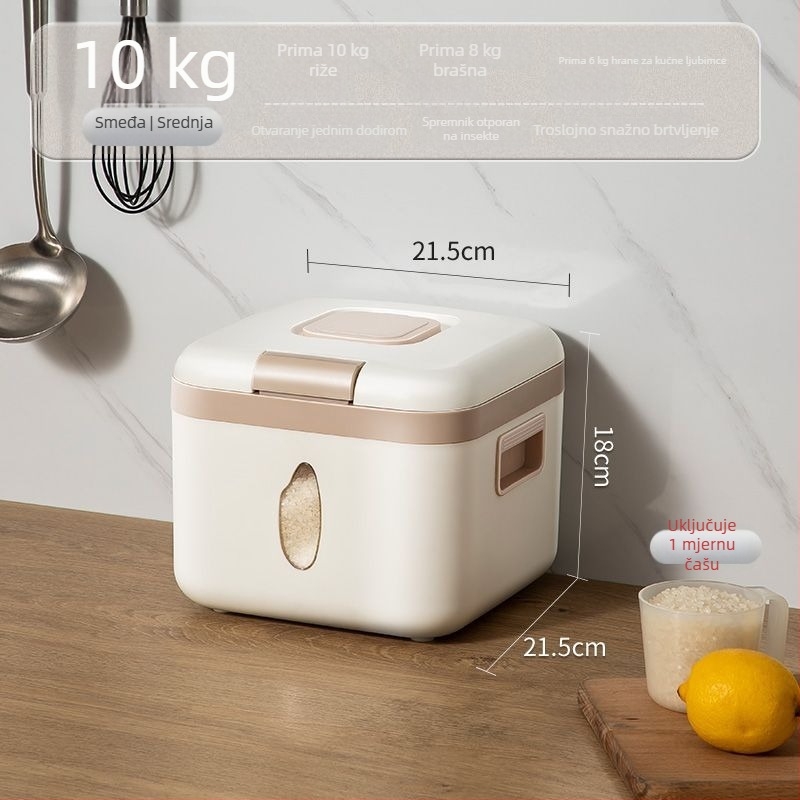 Warm Home Spremnik za rižu 5–6 L, prehrambene kvalitete, hermetički zatvoren, otporan na vlagu i insekte, plastični