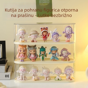 Izložbena kutija za blind box, prozirna akril kutija za figurice, prašini otporna, stolni organizator, kapacitet 2 L