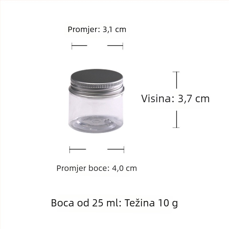 Set bočica za prah tamjana i prozirne PET staklenke s aluminijskim poklopcem; staklenke za čaj, kutija s biserima i alati za ceremoniju tamjana