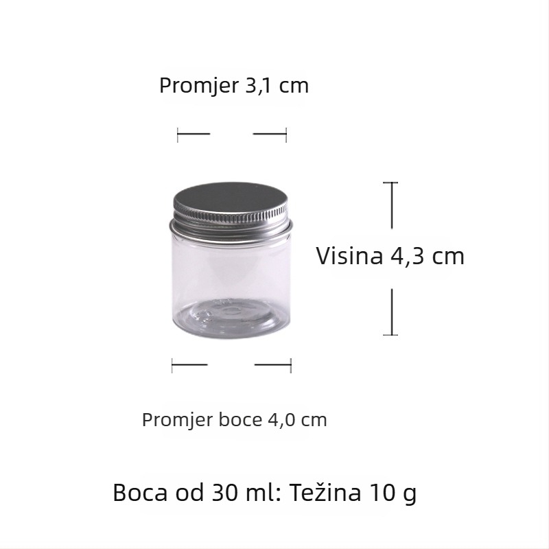 Set bočica za prah tamjana i prozirne PET staklenke s aluminijskim poklopcem; staklenke za čaj, kutija s biserima i alati za ceremoniju tamjana