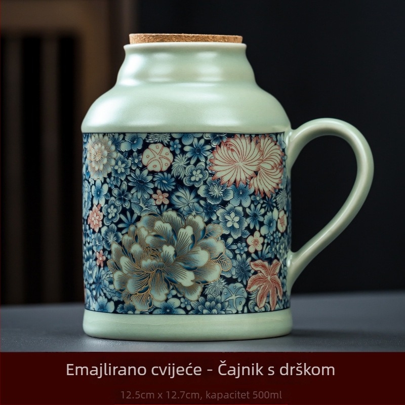 Ru Kiln plavo‑bijela keramička čajna kanistra, mali kućni zatvoreni spremnik za čaj, vintage stil