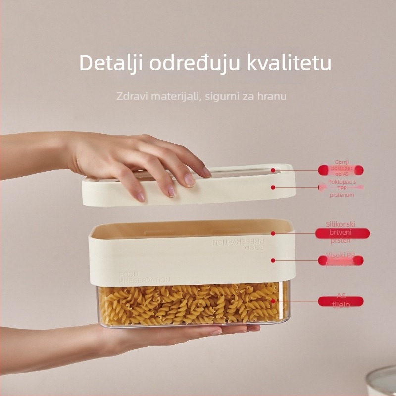 Zatvoren četverokutni spremnik za žitarice i suhe namirnice, prozirni plastični spremnik, 800–1000 ml