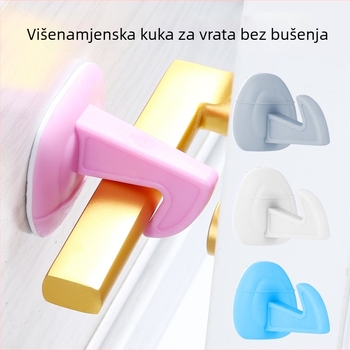 Silikonska kukica za vrata, bez bušenja, višenamjenski tiši držač vrata, otporan na udarce, za kupaonicu i spavaću sobu