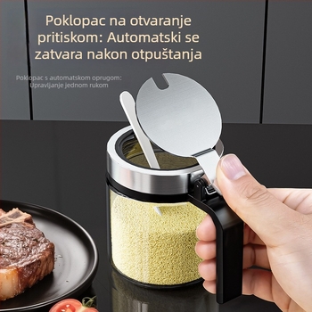 Staklena posuda za začine s žlicom – zatvoren set za pohranu začina