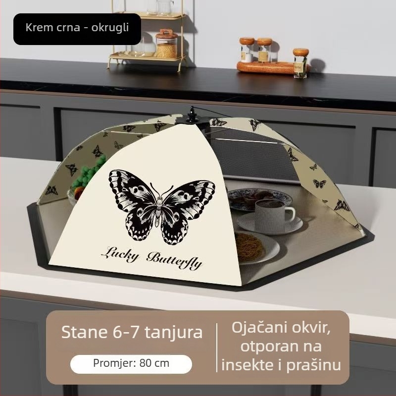 Sklopiva navlaka za stol za jelo, europskog stila s motivom leptira, mrežasti materijal, prašno- i muha otporna