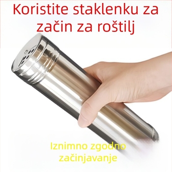 Nehrđajući čelični posuda za barbecue začine s rotirajućim držačem za zubne štapiće, za papar, čili prah i kumin