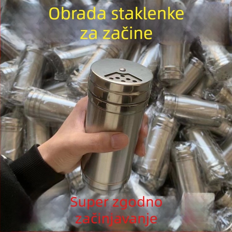 Nehrđajući čelični posuda za barbecue začine s rotirajućim držačem za zubne štapiće, za papar, čili prah i kumin
