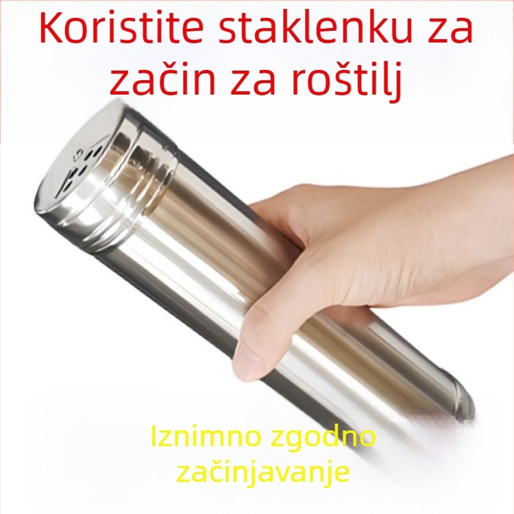 Nehrđajući čelični posuda za barbecue začine s rotirajućim držačem za zubne štapiće, za papar, čili prah i kumin