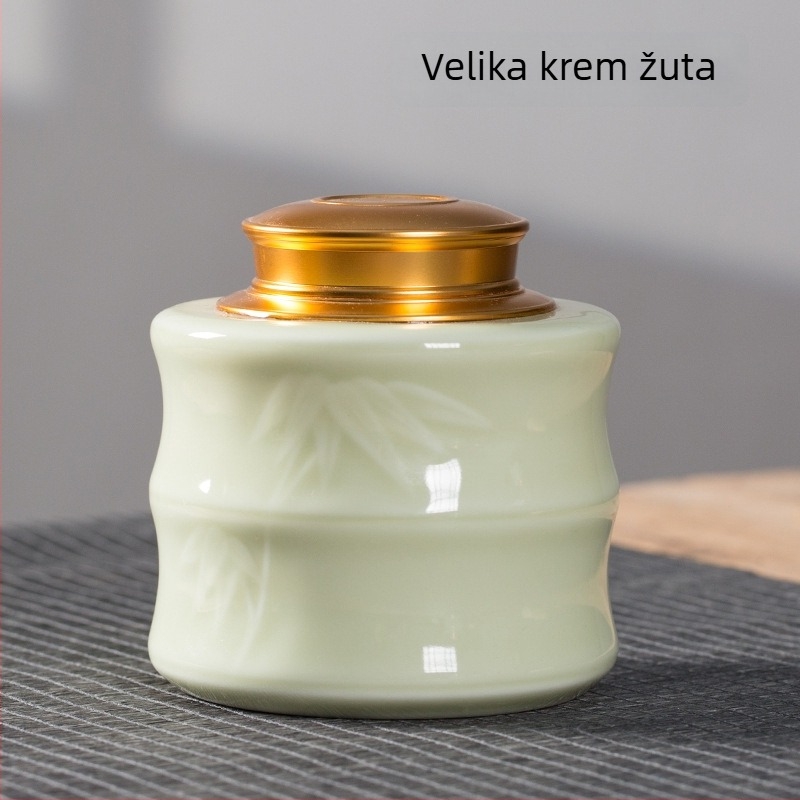Pu'er čajna kutija s metalnim poklopcem, keramika Celadon završnica, hermetički spremnik za čaj, velike i srednje veličine