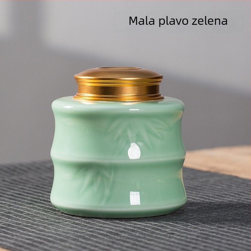 Pu'er čajna kutija s metalnim poklopcem, keramika Celadon završnica, hermetički spremnik za čaj, velike i srednje veličine