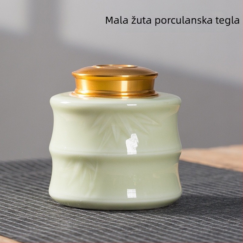 Pu'er čajna kutija s metalnim poklopcem, keramika Celadon završnica, hermetički spremnik za čaj, velike i srednje veličine