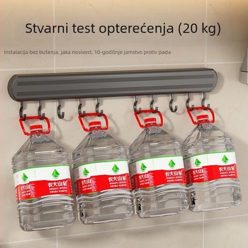 Kuhinjska vješalica bez bušenja s vodoravnom šipkom, višenamjenski organizator kuhinjskih alata na zidu