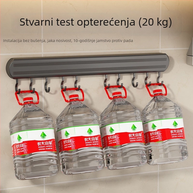 Kuhinjska vješalica bez bušenja s vodoravnom šipkom, višenamjenski organizator kuhinjskih alata na zidu