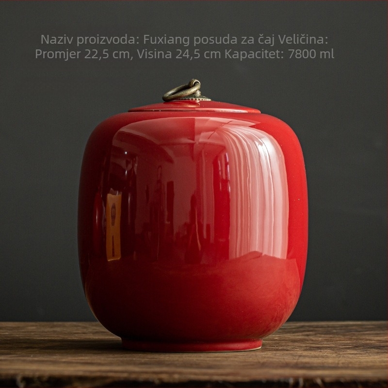 Keramička posuda za čaj s čvrstim poklopcem, velika, 2 kg, Ge kiln glazura s pukotinama
