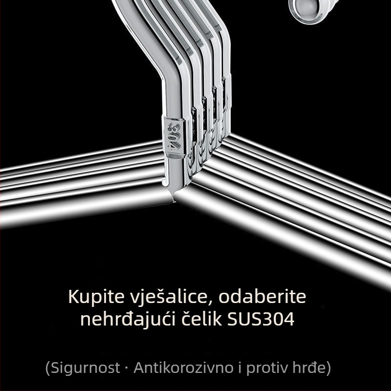 Vješalica za odjeću od 304 nehrđajućeg čelika — ekstra debela, dvostruka uporaba za sušenje i mokru odjeću, bez šavova, kućna upotreba
