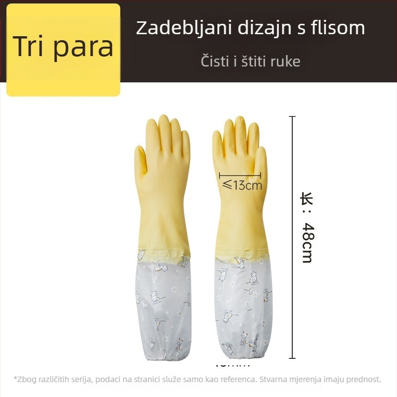 Cooker King rukavice za pranje posuđa s fleece podstavom, duge 48 cm, tople, izdržljive, debelo izrađene, za kuhinju i kućno čišćenje