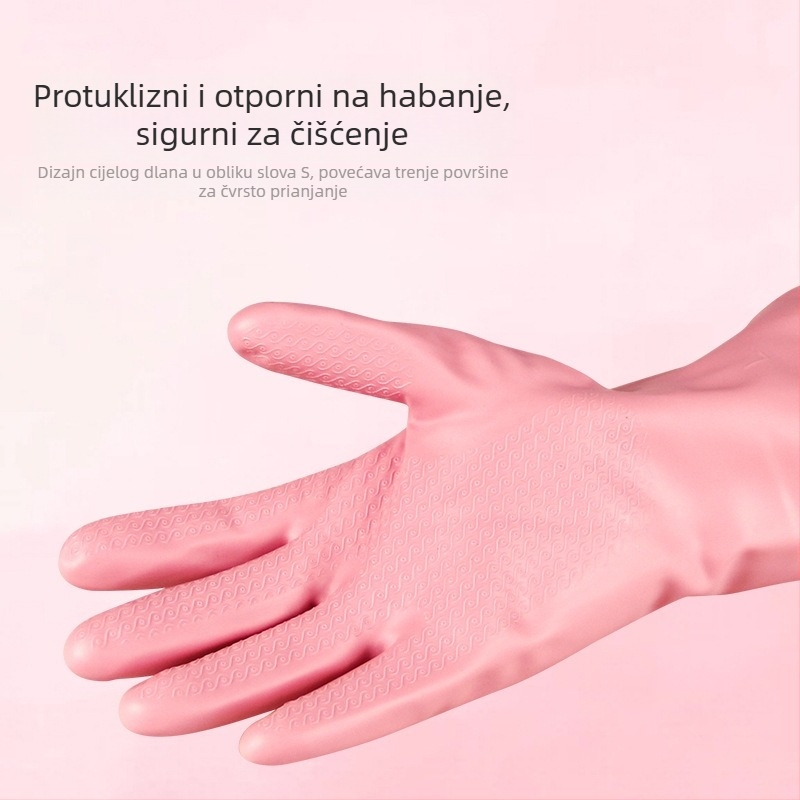 Dongfanghong Proširene debele latex rukavice za kuhinju s cvjetnim manžetama, vodootporne i izdržljive
