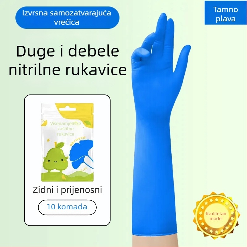 Nitril rukavice, 16 inča, jednokratne, otporne na habanje, vodootporne, produžene i debelo, radne rukavice
