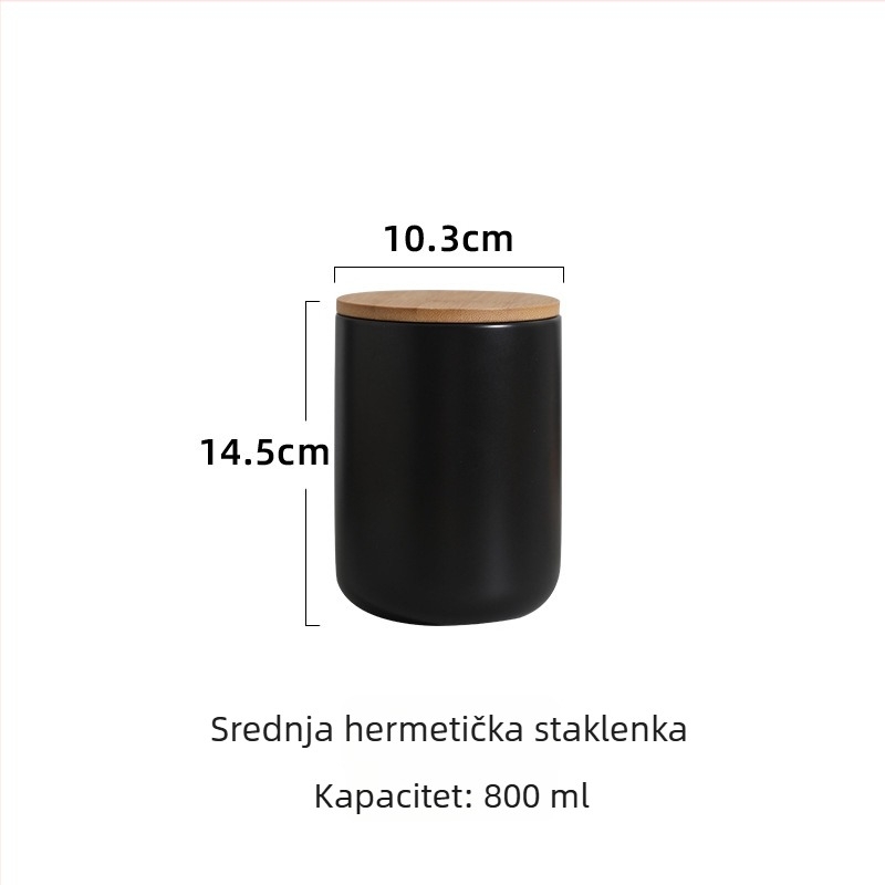 Skandinavski keramički hermetički spremnik za kuhinju, skladištenje žitarica, slatkiša, kave i čaja; porculan, 800–1000 ml, trostupanjski, moderan minimalistički dizajn