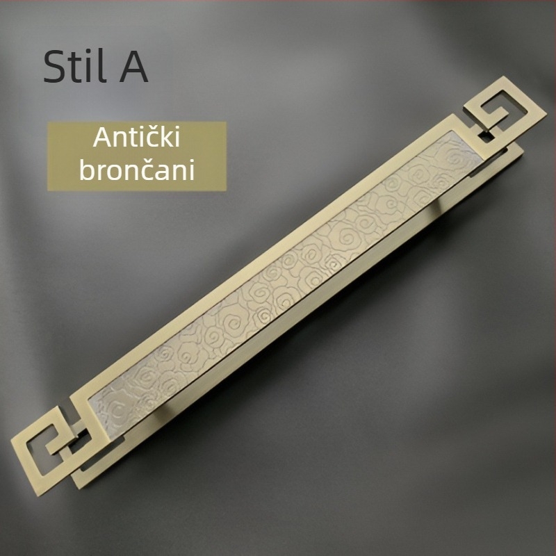 Antička rezbarena kvaka za vrata, za staklena i drvena vrata, crveno-brončani završni sloj