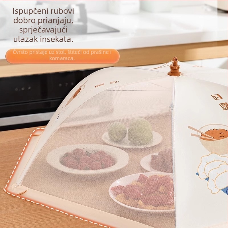 Sklopivi mrežasti pokrov za jela s čeličnim okvirom i poliester tkaninom