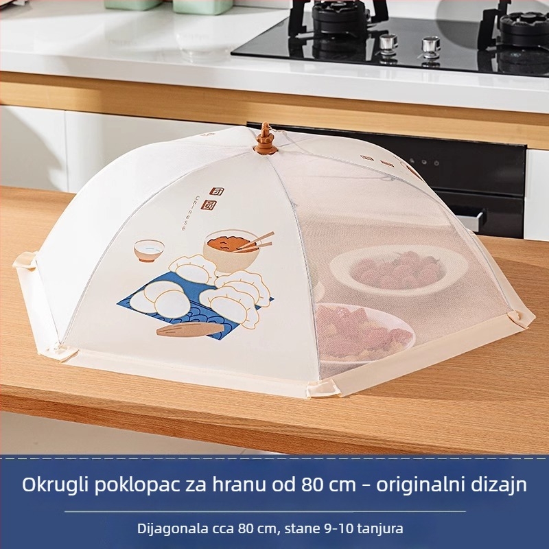 Sklopivi mrežasti pokrov za jela s čeličnim okvirom i poliester tkaninom
