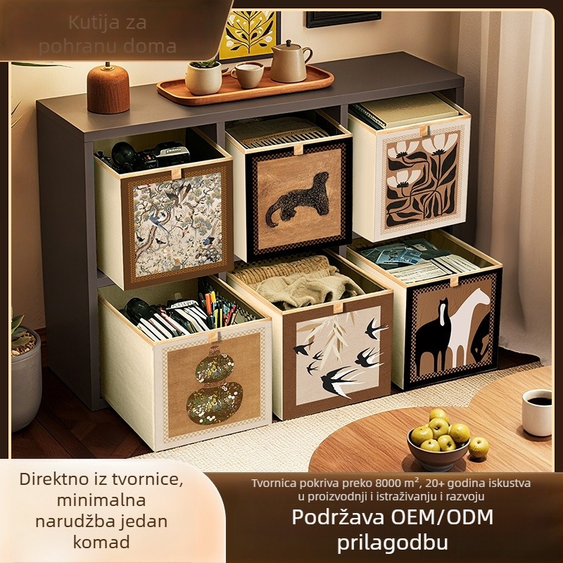 Tradicionalni kineski stil, kutija za pohranu od tkanine, sklopiva, velika kapaciteta s mrežnim organizatorom