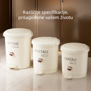 Kantica za otpad za kućnu upotrebu velikog kapaciteta, s poklopcem i pedalom, cilindričnog oblika, 12 L, PP, za kuhinju, kupaonicu, dnevni boravak i spavaću sobu, elegantan dizajn