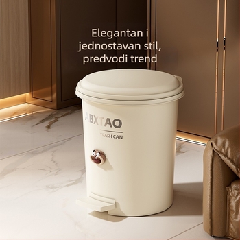 Kantica za otpad za kućnu upotrebu velikog kapaciteta, s poklopcem i pedalom, cilindričnog oblika, 12 L, PP, za kuhinju, kupaonicu, dnevni boravak i spavaću sobu, elegantan dizajn