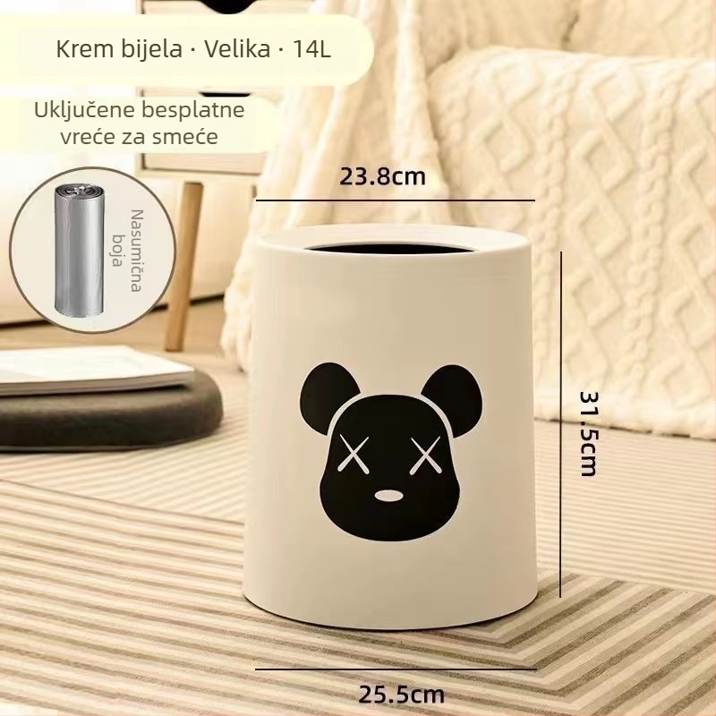 Koš za otpad za kućnu upotrebu velikog kapaciteta, krem boje, moderan luksuzan minimalistički dizajn, dvostruki sloj bez poklopca
