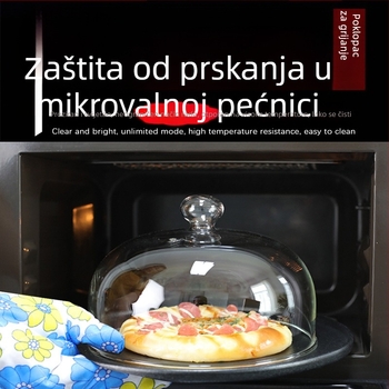 Prozirni stakleni poklopac za mikrovalnu pećnicu od borosilikatnog stakla, toplinski otporan, prašinu otporan i čuva hranu svježu