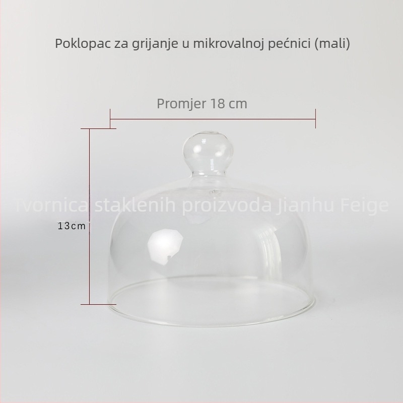 Prozirni stakleni poklopac za mikrovalnu pećnicu od borosilikatnog stakla, toplinski otporan, prašinu otporan i čuva hranu svježu