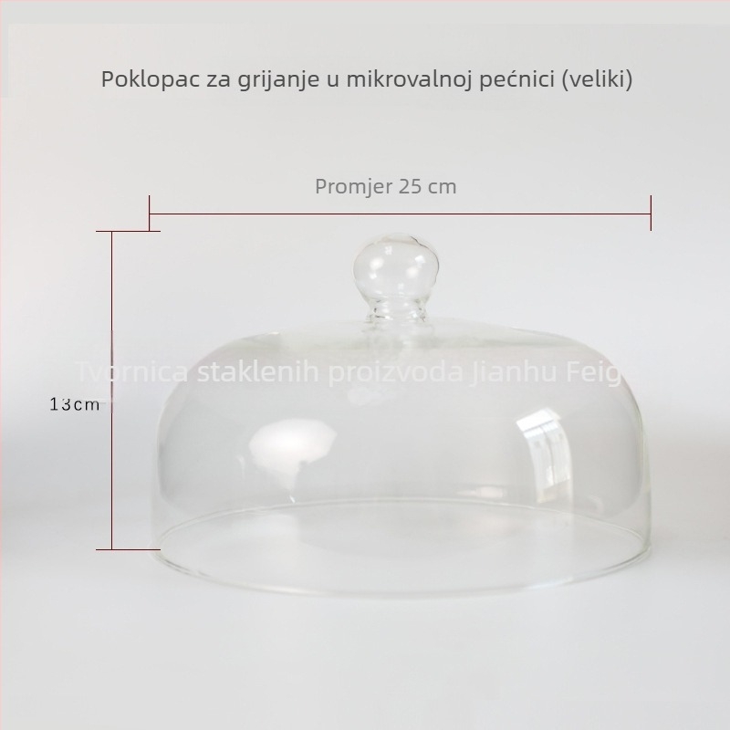 Prozirni stakleni poklopac za mikrovalnu pećnicu od borosilikatnog stakla, toplinski otporan, prašinu otporan i čuva hranu svježu