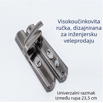 Crno-zlatna sigurnosna kvaka za dvokrilna vrata, vanjska montaža, razmak rupa 235 mm