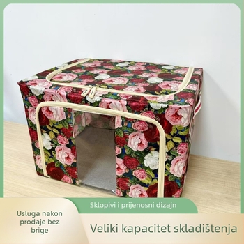Kutija za skladištenje velikog kapaciteta, sklopiva i otporna na vlagu za odjeću, kućni organizator s motivom ruže