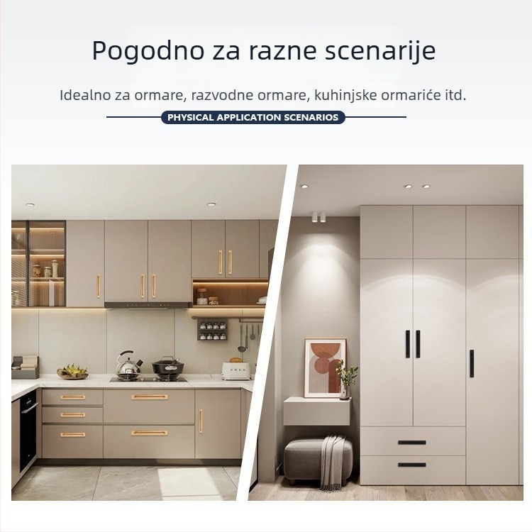 Europska minimalistička ručka za vrata od aluminijske legure, za ormariće, klizna vrata, drvena vrata i balkonska vrata
