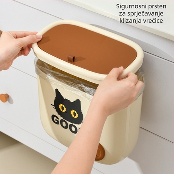 Kanta za otpatke na zid s poklopcem, za kuhinju i kupaonu, ovalnog oblika, plastika, 9 l, elegantan dizajn