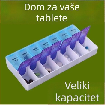 Dvostruki red tjedna kutija za tablete, 14 pretinaca, preklopni poklopac, plastična, velika kapaciteta, materijal prehrambene kvalitete