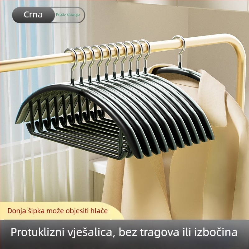 Stalak za odjeću od nehrđajućeg čelika s plastifikacijom, polukružni dizajn, deblja protuklizna metalna konstrukcija, višefunkcionalna nano vješalica za odjeću