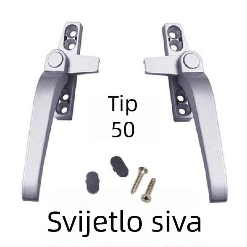 Kvaka za prozor, model 50, aluminijska legura, za kasetna i klizna prozora, obliku slova 7