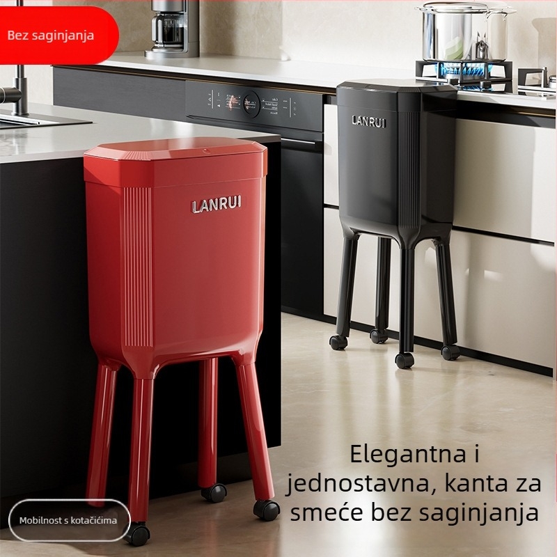 Kuhinjski koš za otpad s visokim nogama, bez savijanja, za kućnu upotrebu, elegantan dnevni boravak, lagani luksuz, velik kapacitet, prenosni spremnik za skladištenje