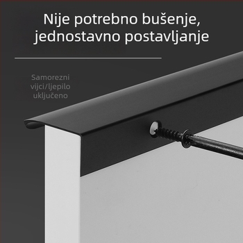 Nevidljiva ručka za ormariće za staklena vrata, bez bušenja, s brtvom na rubu, moderni minimalistički stil, aluminijska legura, mat završna obrada