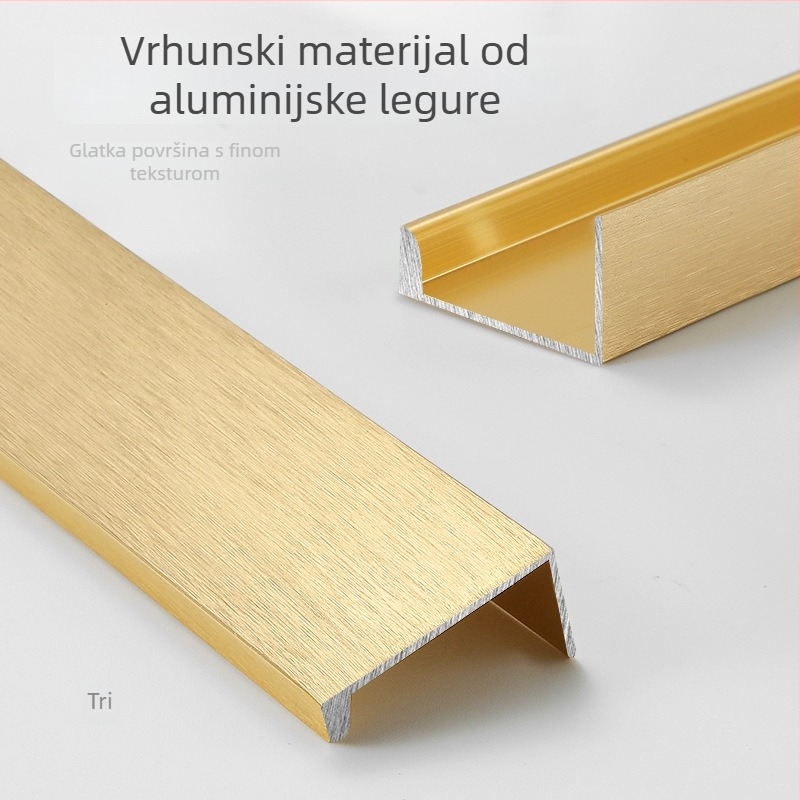 Nevidljiva ručka za ormariće za staklena vrata, bez bušenja, s brtvom na rubu, moderni minimalistički stil, aluminijska legura, mat završna obrada