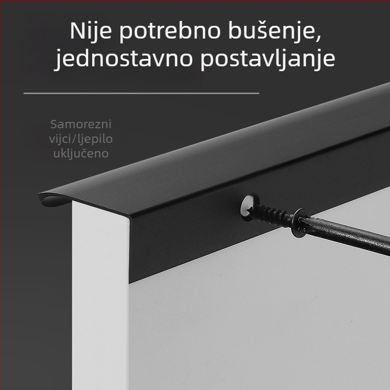 Nevidljiva ručka za ormariće za staklena vrata, bez bušenja, s brtvom na rubu, moderni minimalistički stil, aluminijska legura, mat završna obrada