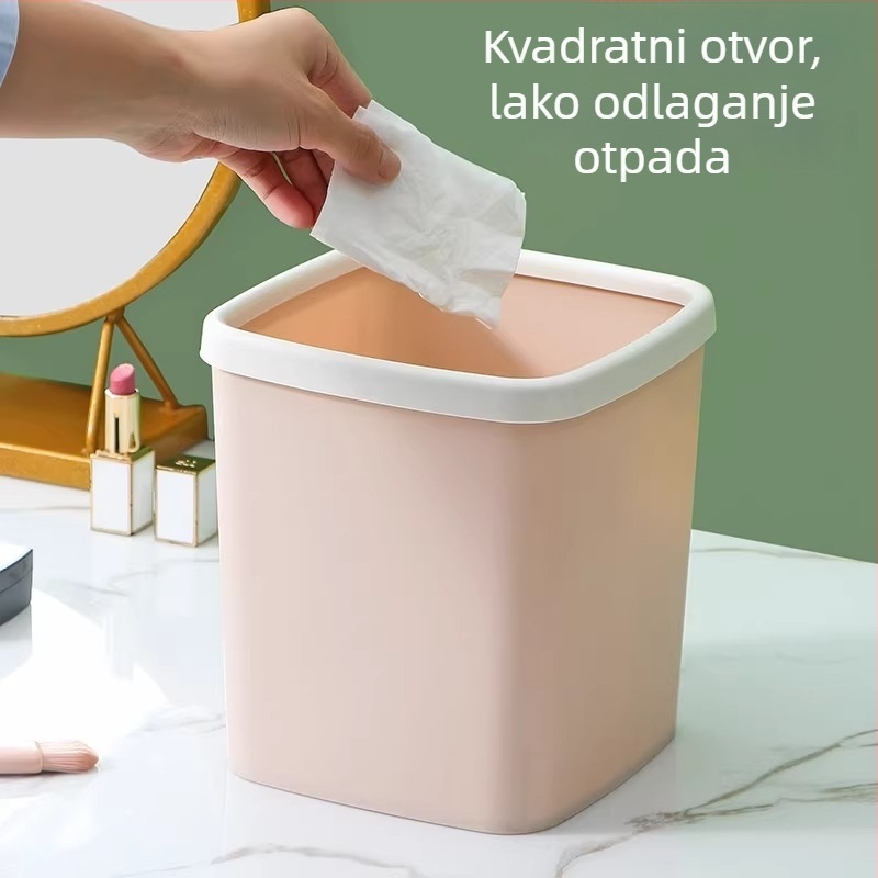 Mali kvadratni stolni smećar, bez poklopca, plastični, za ured ili studentski dom
