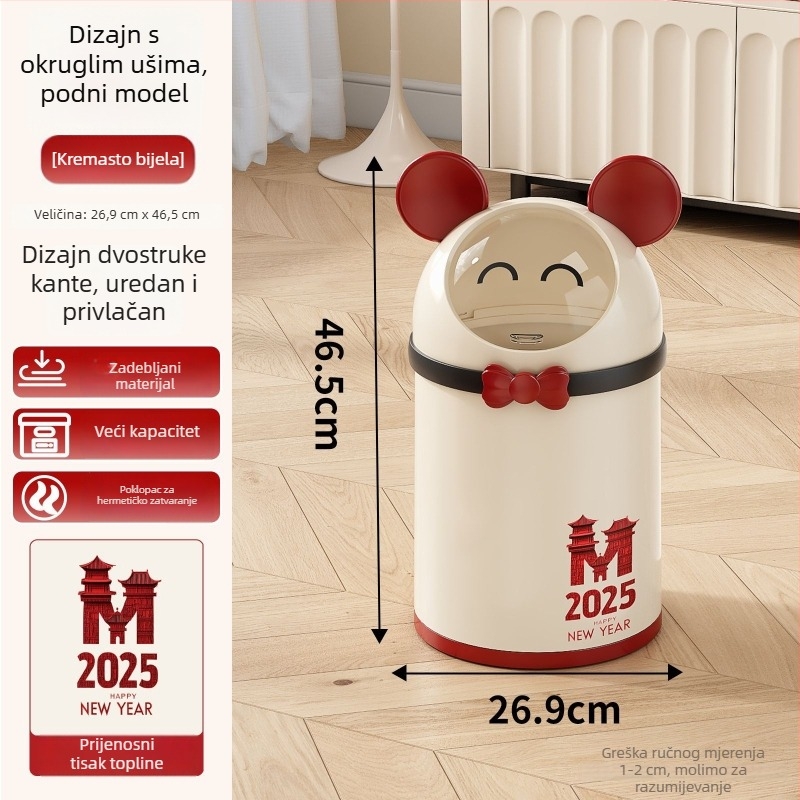 Kreativni kanta za smeće s poklopcem koji se otvara, 12 L, cilindričnog oblika, za kućnu upotrebu (kuhinja i dnevni boravak)