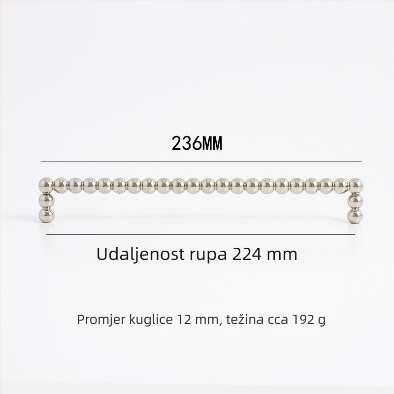 Jednostavna francuska ručka za vrata ormarića, titan-siva boja, vintage stil, dugačka traka s kuglastim završetkom